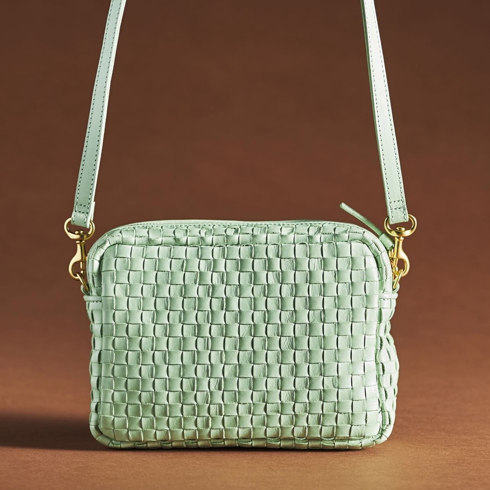 Clare V Mint Green Woven Crossbody Bag